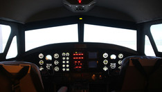 Symulator nieruchomy (Widok od wewnątrz na część dla badanych)